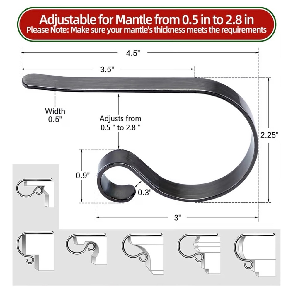 Adjustable Black Mantle Hook